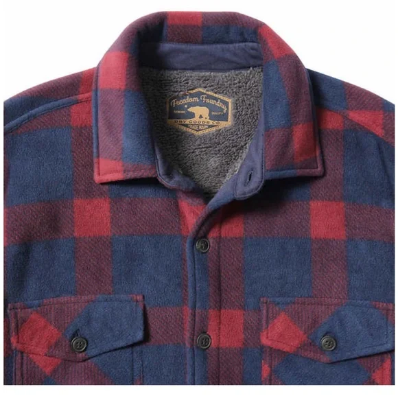Freedom Foundry Men's Super Plush Shirt Jacket, Red - Picture 4 of 4